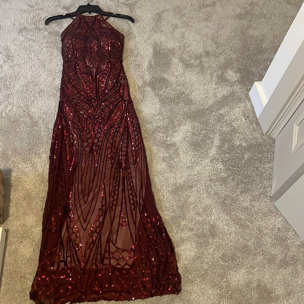 Maxi red sequin dress size 0